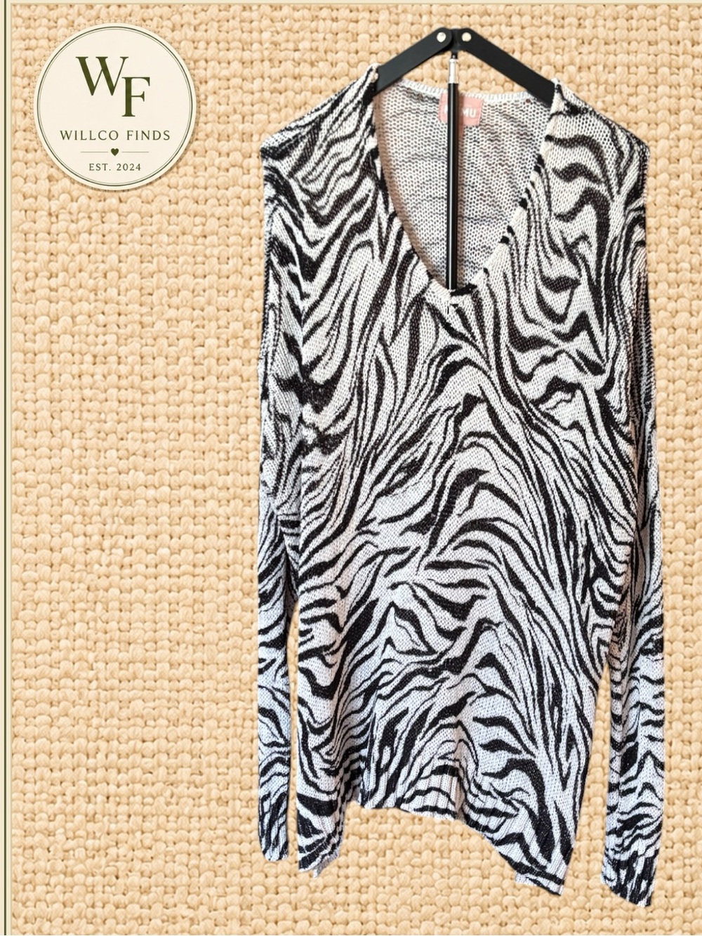 Show Me Your Mumu Hug Me Coconut Zebra Knit Oversized Sweater Small